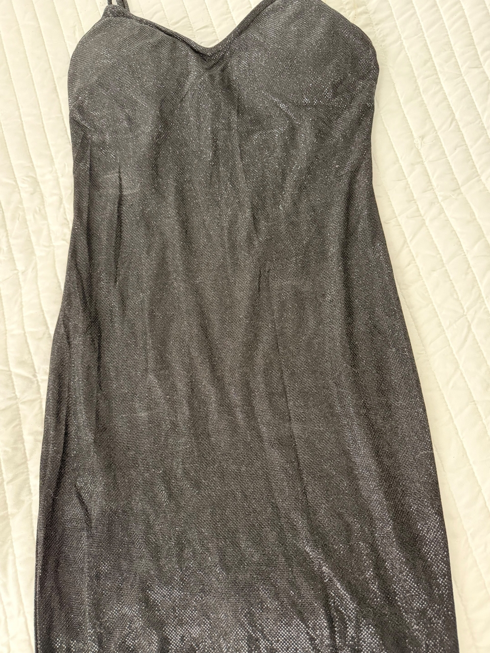 Haute Monde Shimmery Strapless Slip Dress in Charcoal
